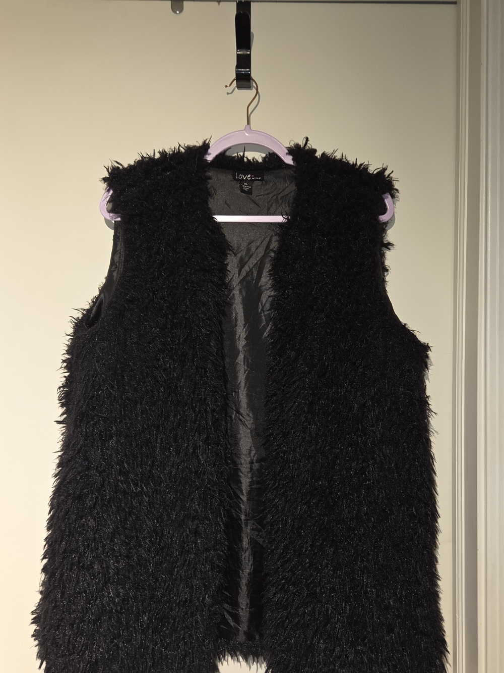 Black Faux Fur Sleeveless Vest